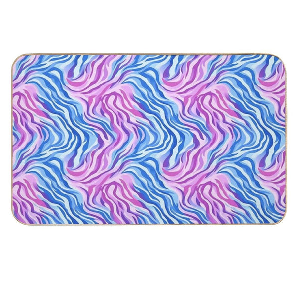 Abstract Wavy Lines Pattern Texture  Long-Lasting Bath Mat