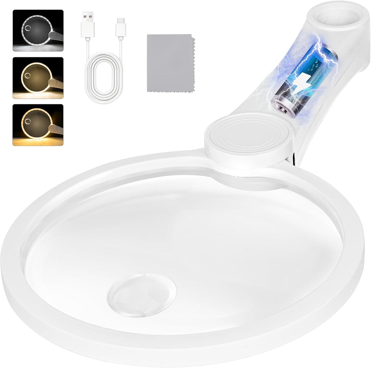 30X LED Magnifying Glass with Light | Large Handheld Magnifier for Reading & Inspection
