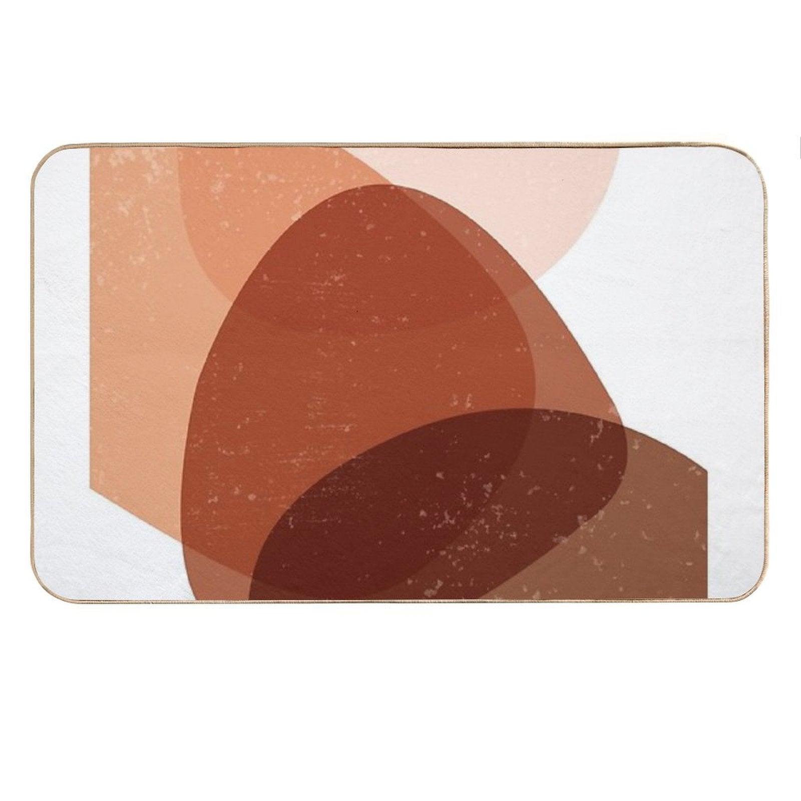 Terracotta Abstract 70 - Modern, Contemporary Art - Abstract Organic Shapes - Minimal - Brown Bath Mat