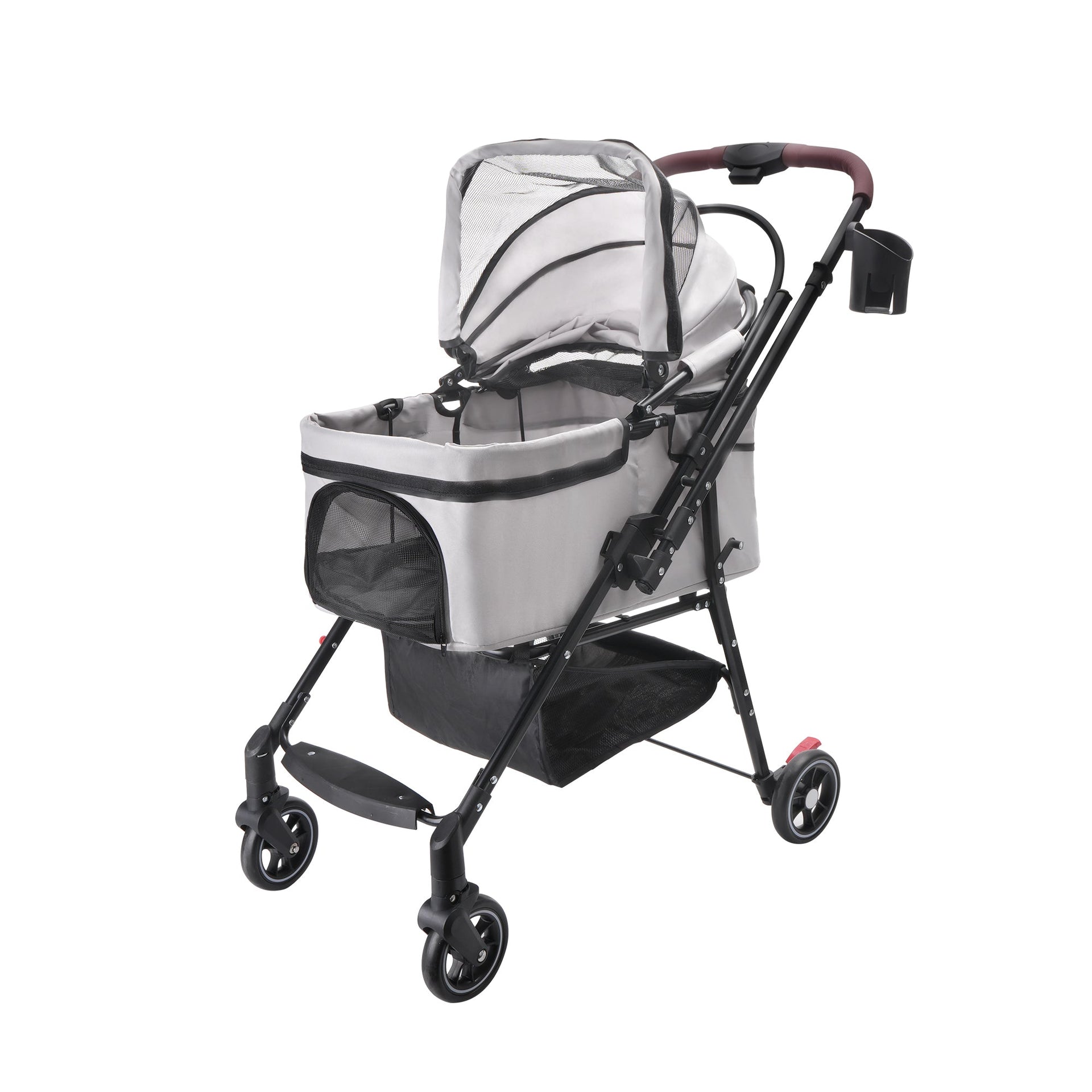 4-Wheel Foldable Pet Stroller for Dogs and Cats