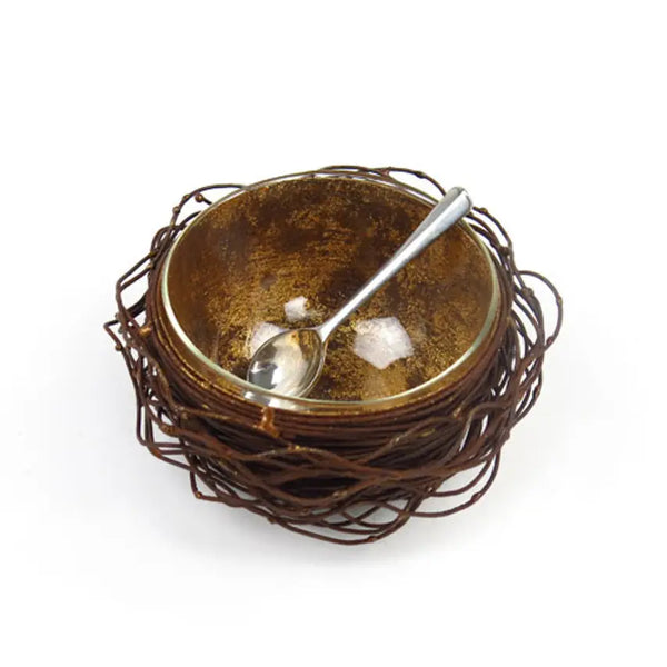 Gold Leafed Metal Birds Nest
