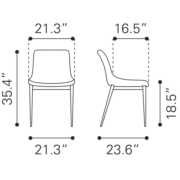 Magnus Dining Chair (Set of 2) Black & Walnut