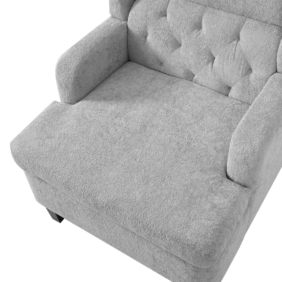Modern Light Grey Tufted Accent Chair with Plush Upholstery & Wood Legs