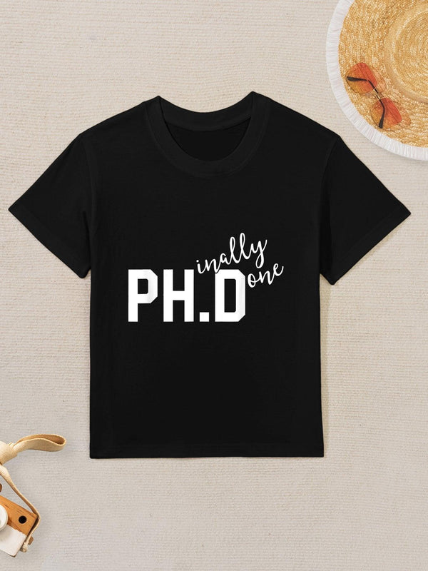 Funny PhD Phinally Finally Done Graduation Gift Her Kids T-Shirt