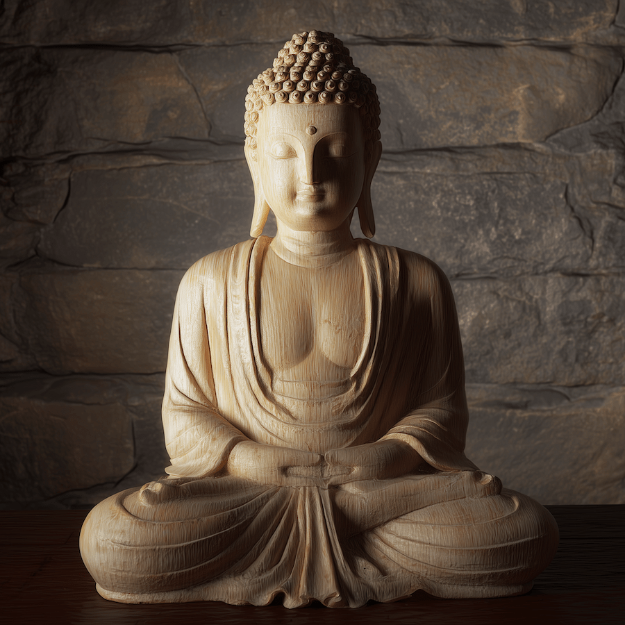 Alabaster Buddha Art – 8x10 Buddha Wall Prints | Zen Meditation Art with 11x14 Beveled Mat