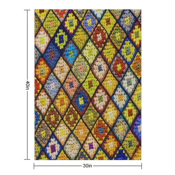 Crochet Granny Square Pattern Velvety-soft Throw Blanket