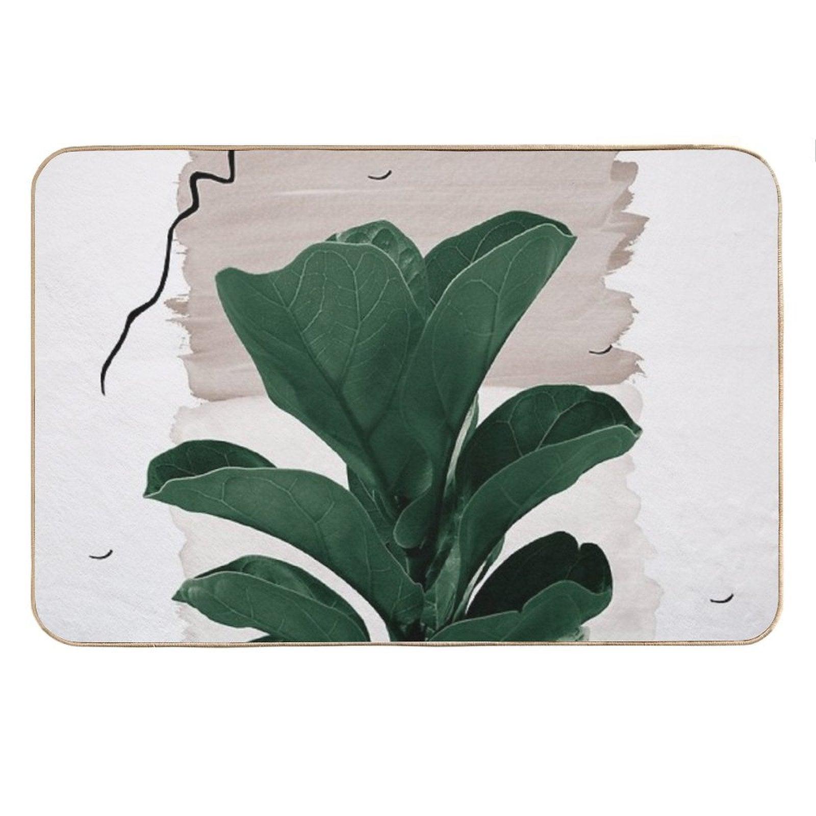 Fiddle Leaf Abstract - Naturelle #1 #minimal #wall #decor #art Bath Mat