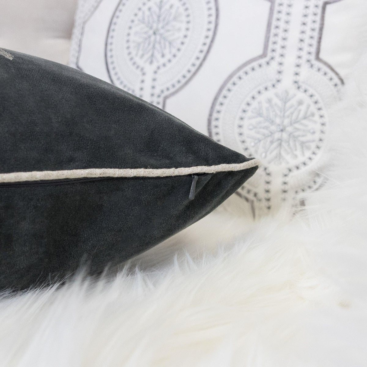 Gray Velvet Holiday Throw Pillow - 20x20
