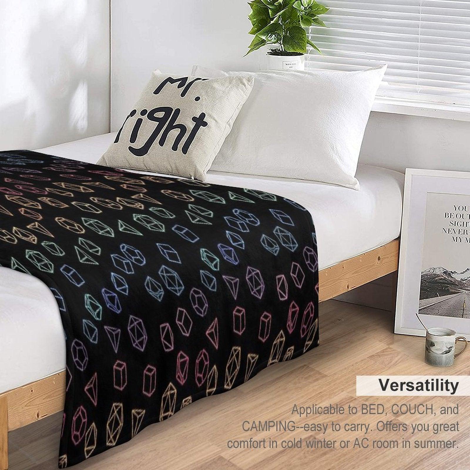 DnD Dice Rainbow on Black Pattern Throw Blanket