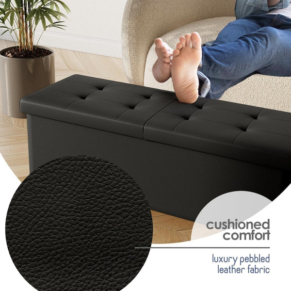Black Forty ThreeInch Premium Multifunctional Storage Ottoman Bench