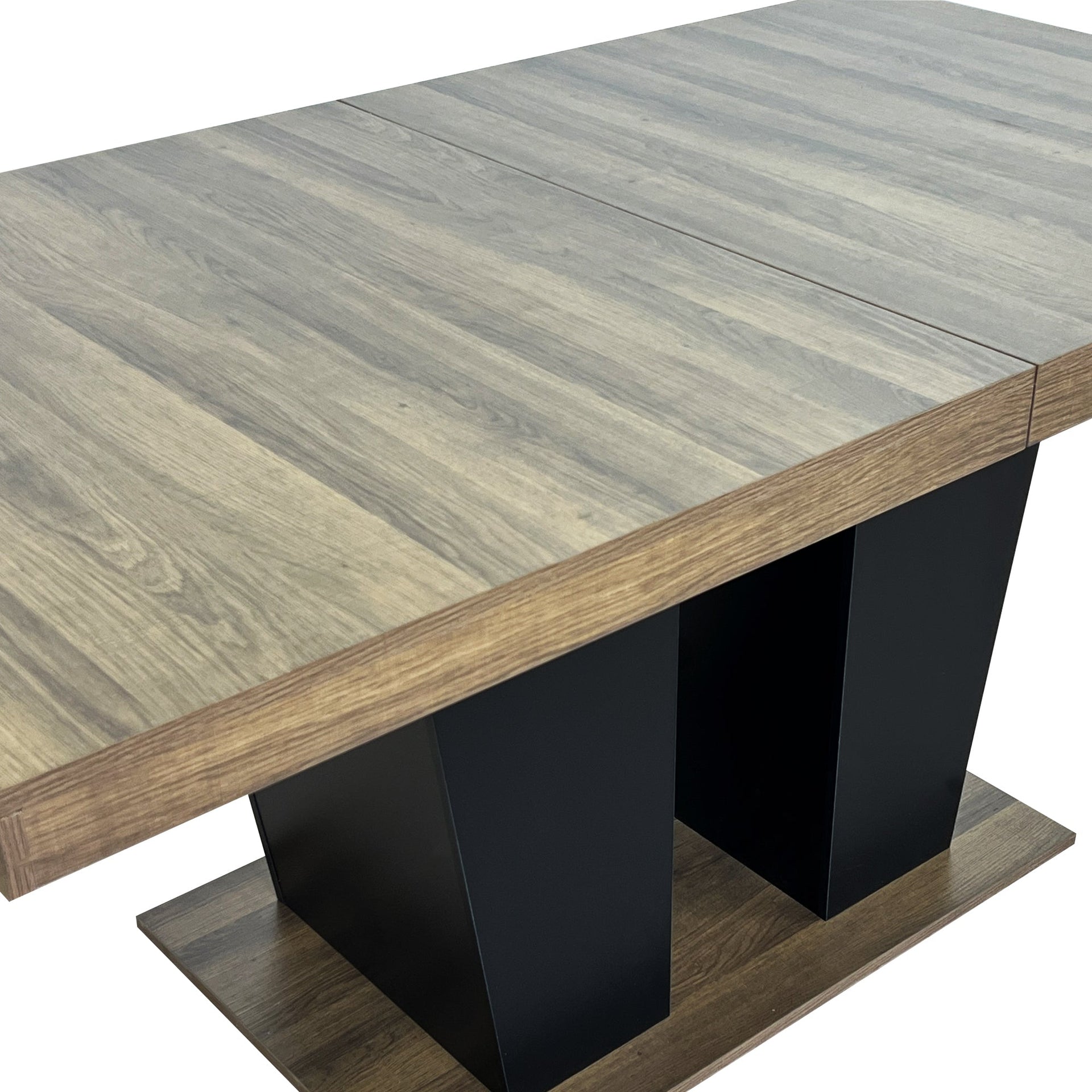 Beige and Brown Extendable Dining Table