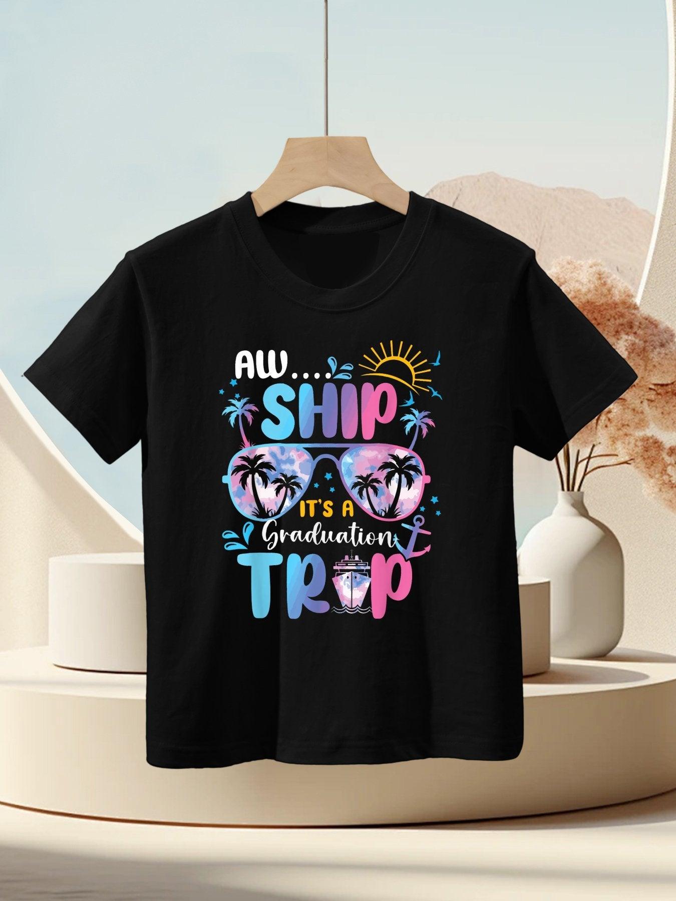 Aw Ship It's A Graduation Trip Funny Cruise Squad Matching Kids T-Shirt