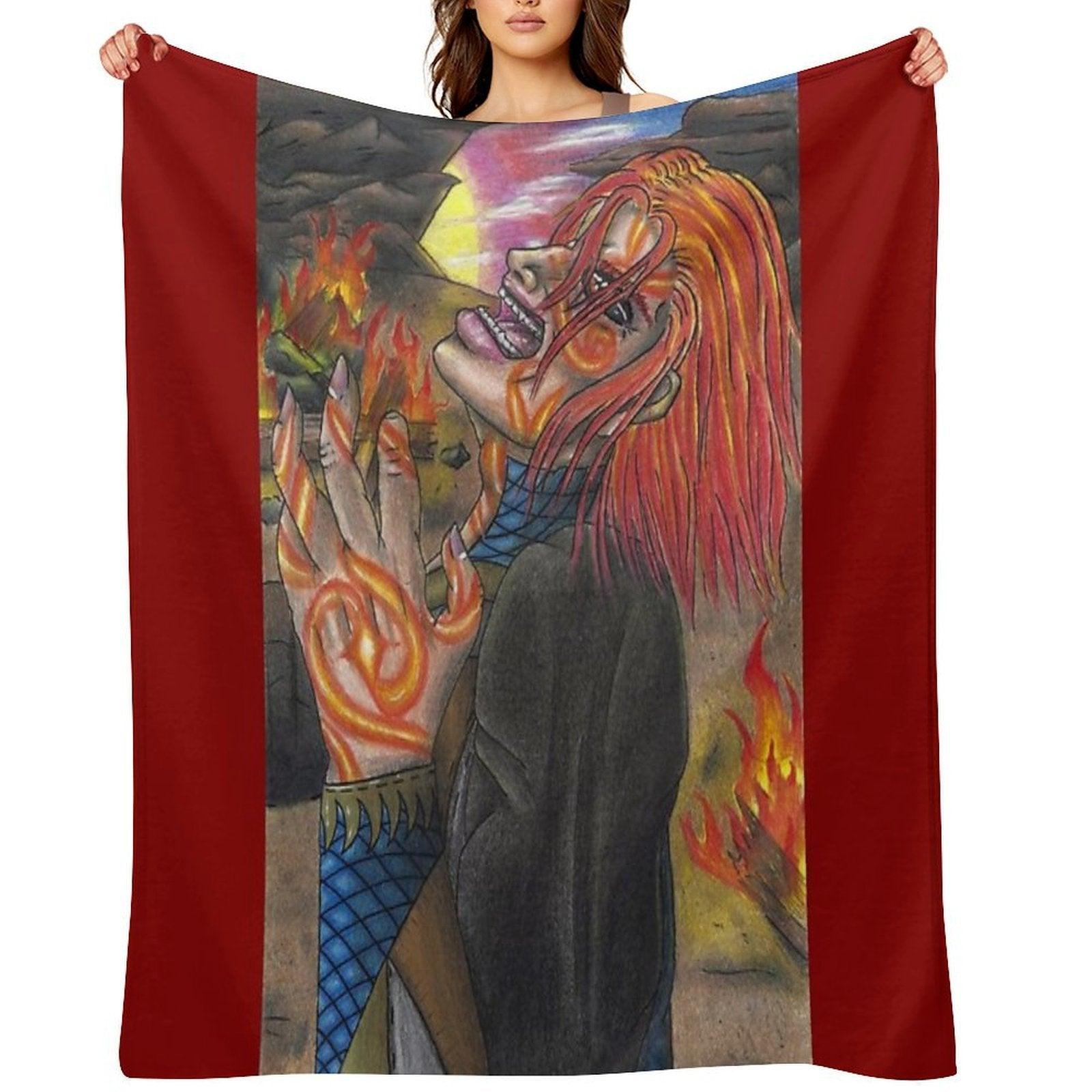 Raging Flames Throw Blanket
