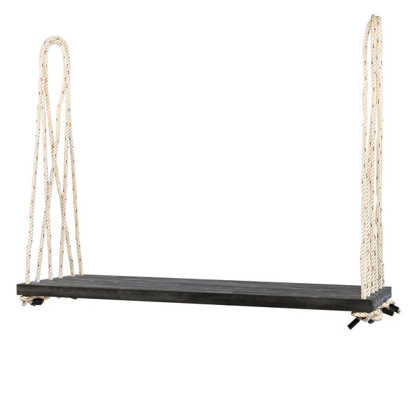 Patio Wooden Swing Chair Hanging Porch Swing Bench with Cushion & Pillows