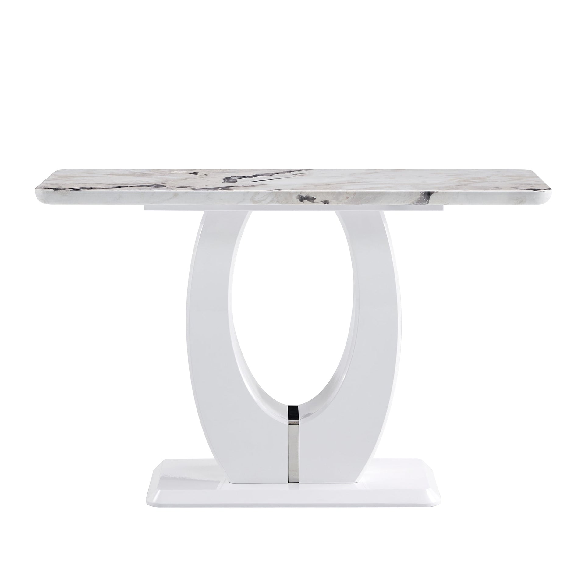 Modern Simple Glossy White Rectangular Counter Bar Table MDF 47.24 x 18.11 x 29.52 Inches
