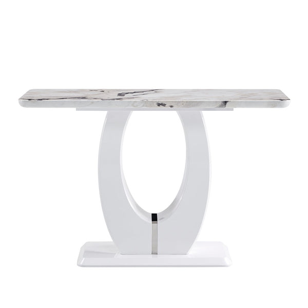 Modern Simple Glossy White Rectangular Counter Bar Table MDF 47.24 x 18.11 x 29.52 Inches
