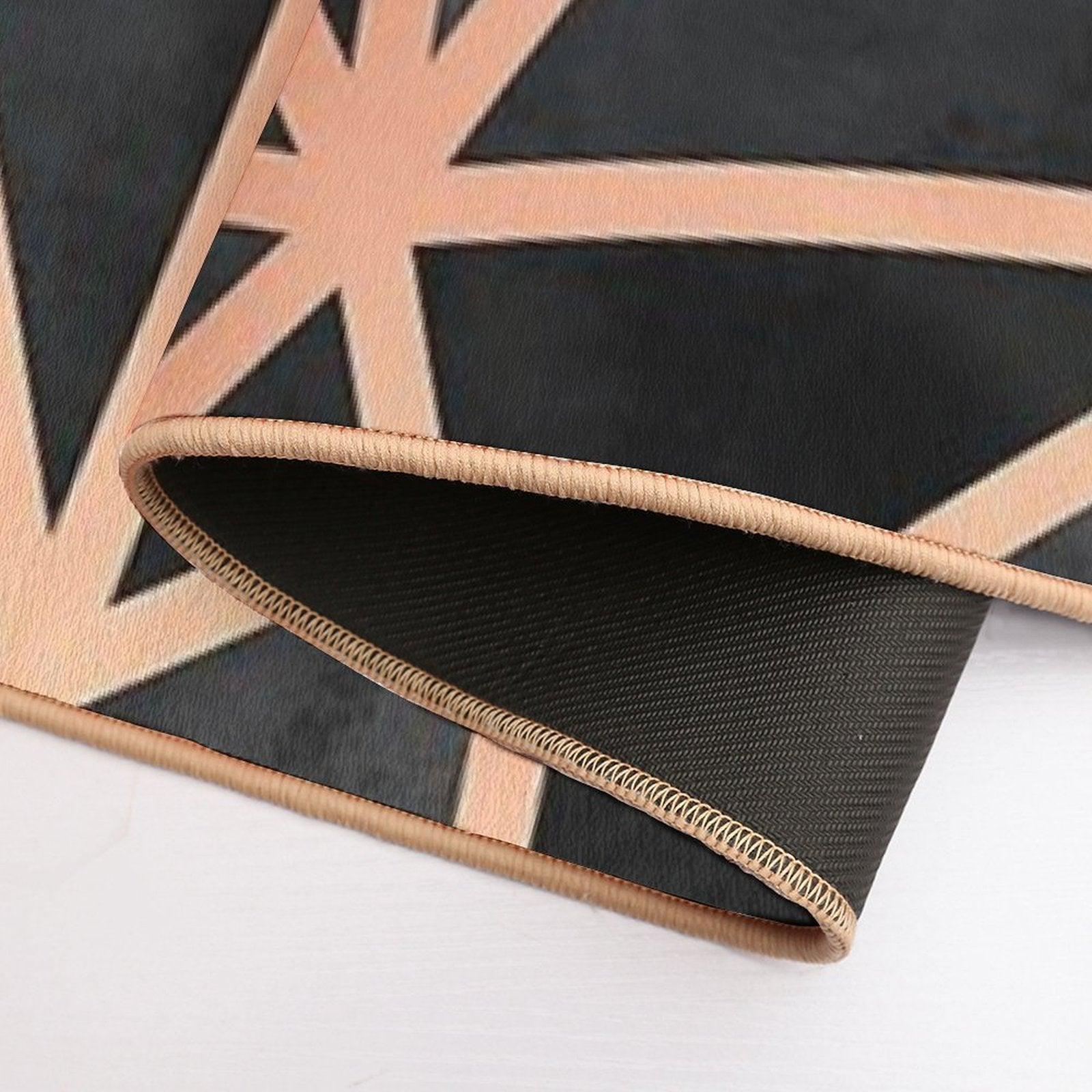 Black And Copper Geo  Non-Slip Bath Mat