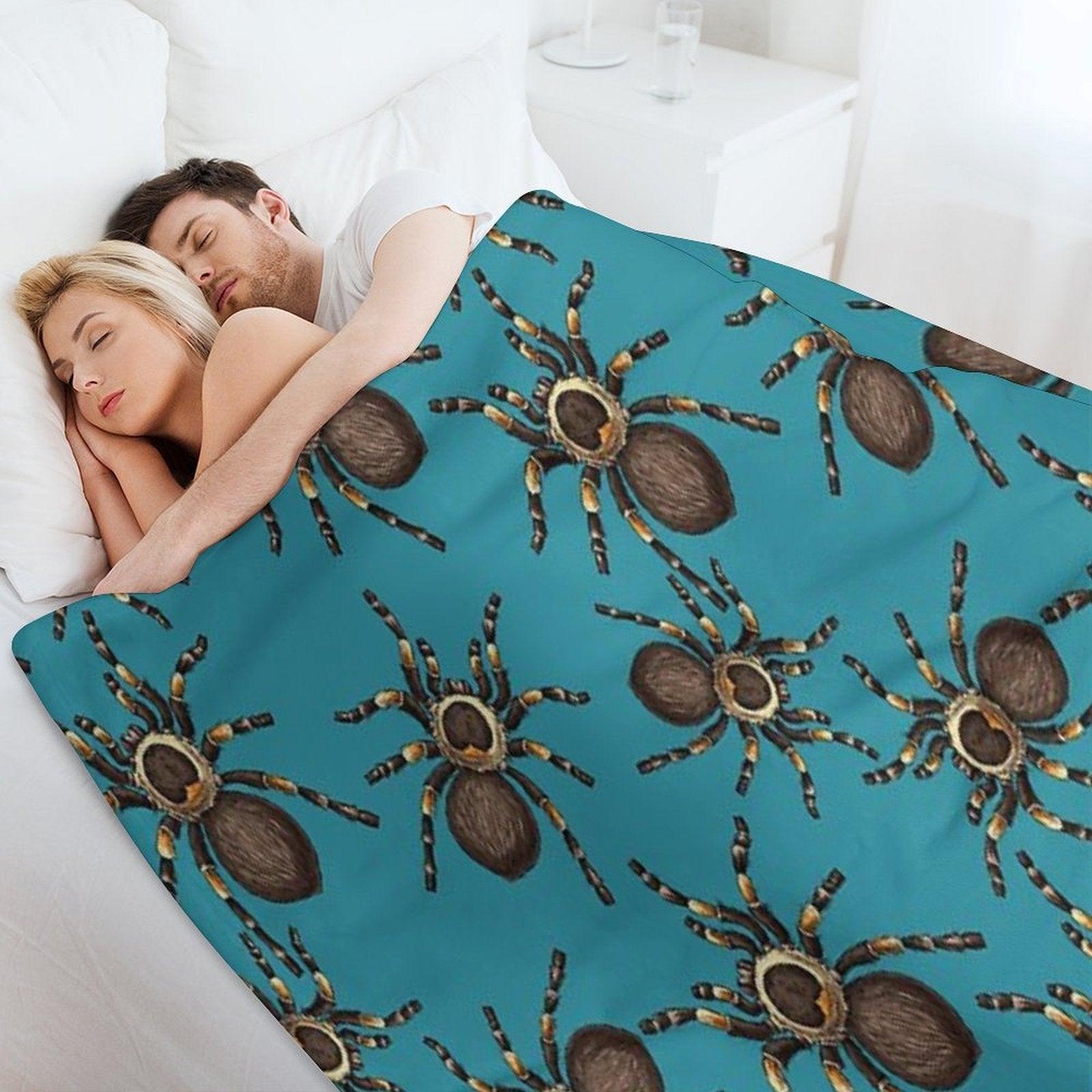 Tarantula on Blue Throw Blanket
