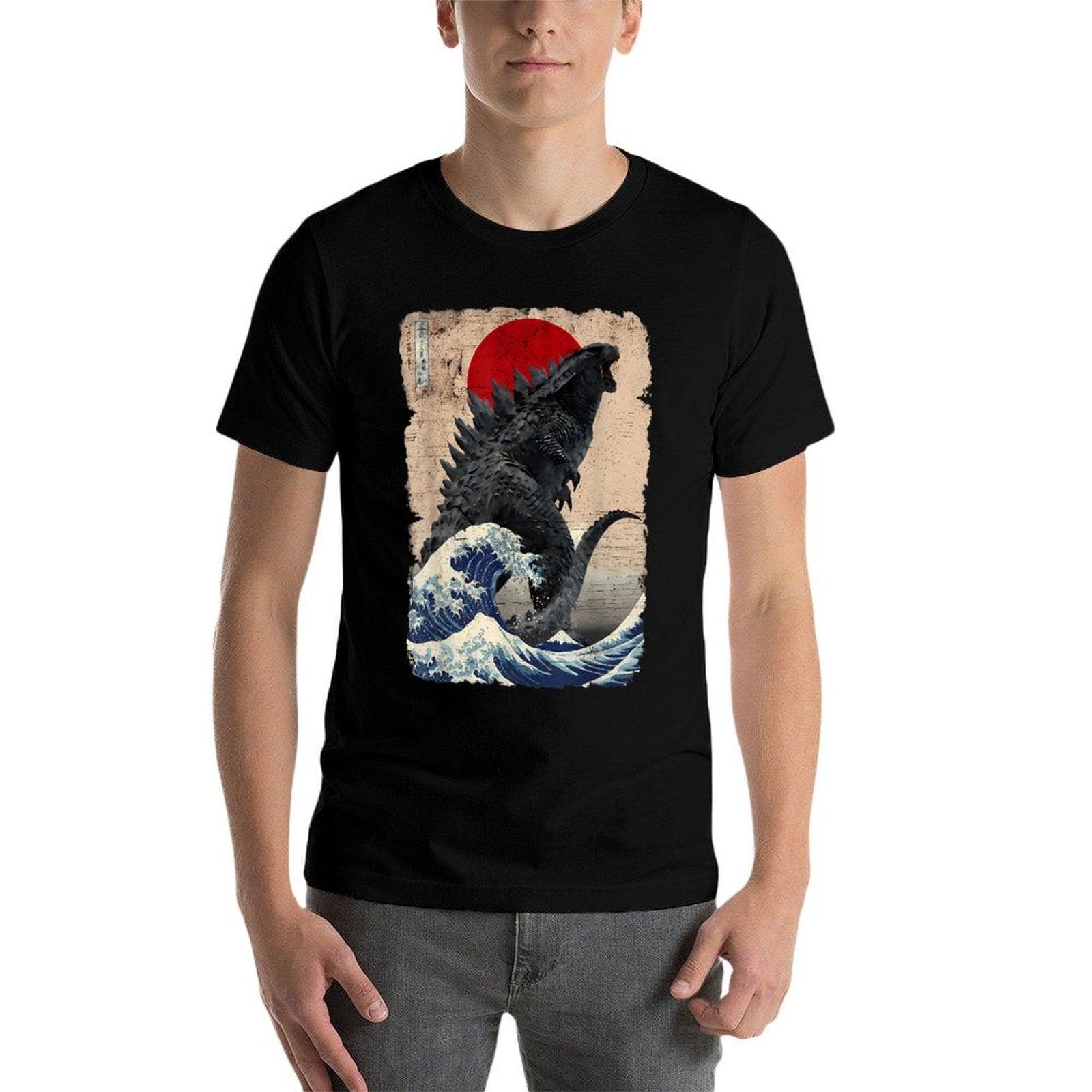 Retro Vintage Japanese Art Legendary Rare Kaiju  Ribbed Collar T-Shirt
