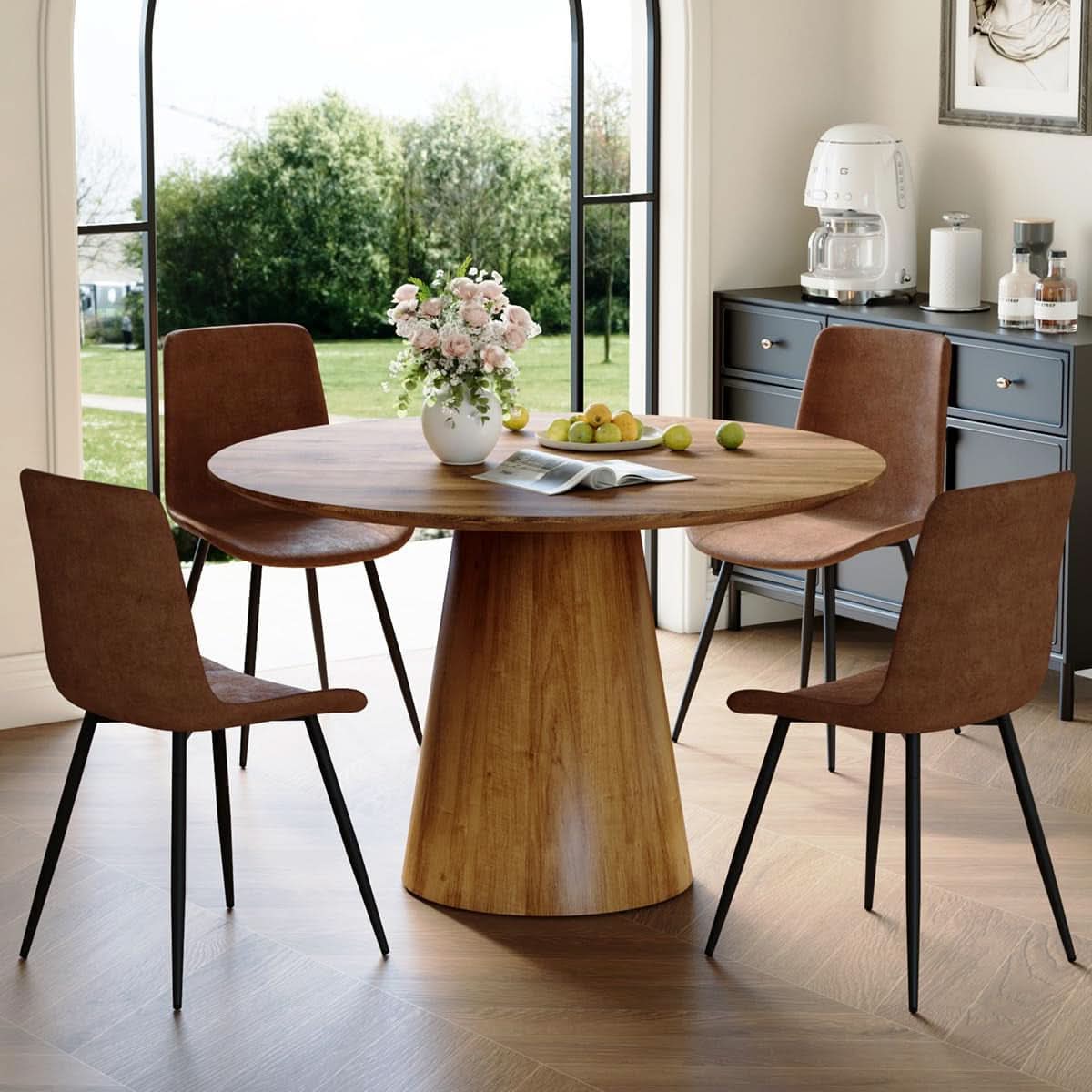 Luxurious Round Space Saving Dining Table Set For Four