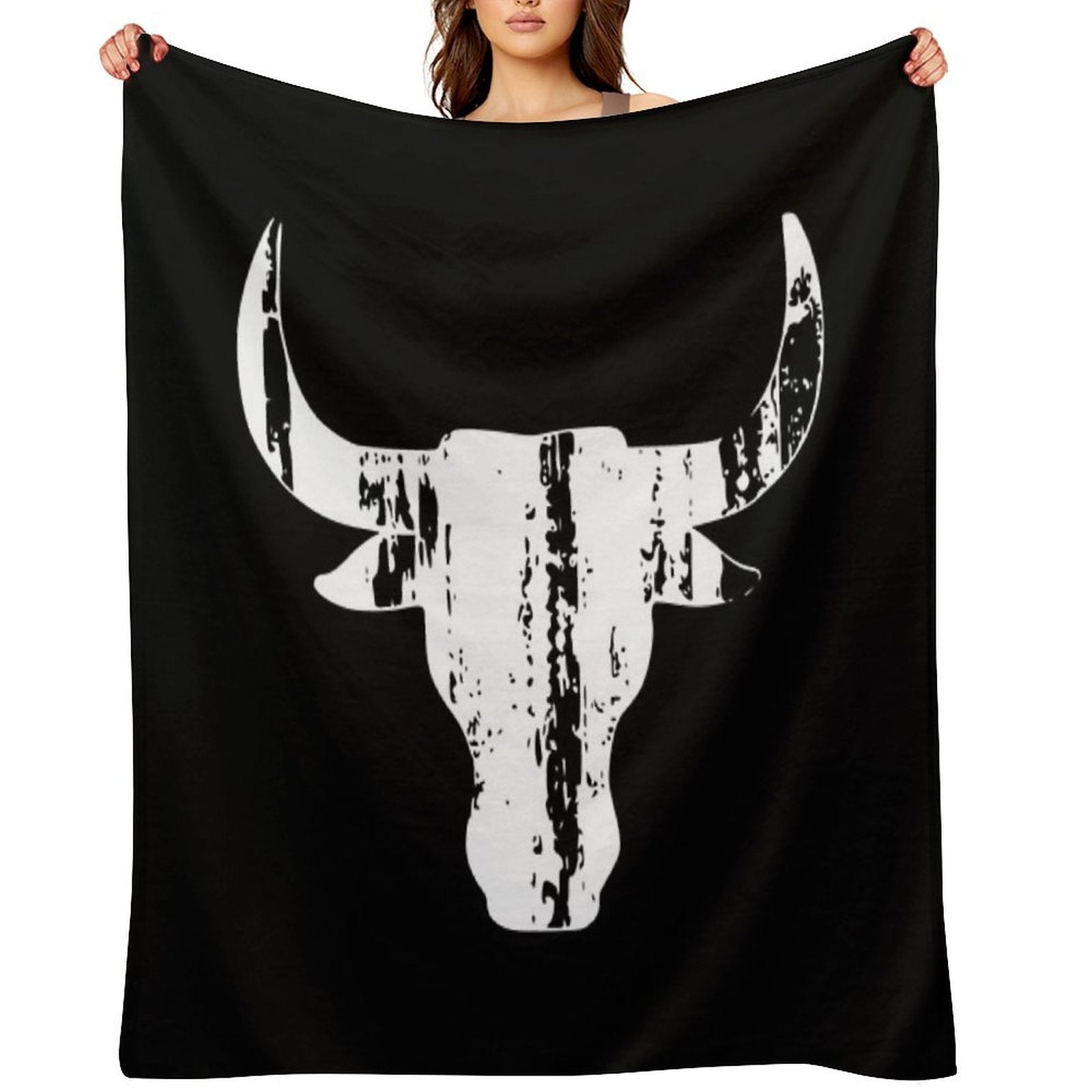 Bull Head Horns Vintage Gift-ready Throw Blanket