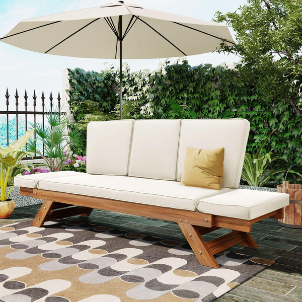 Outdoor Adjustable Patio Wooden Daybed Sofa