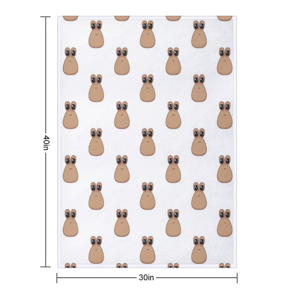 Sad Cute Little Cursed Pou Easy Care Throw Blanket