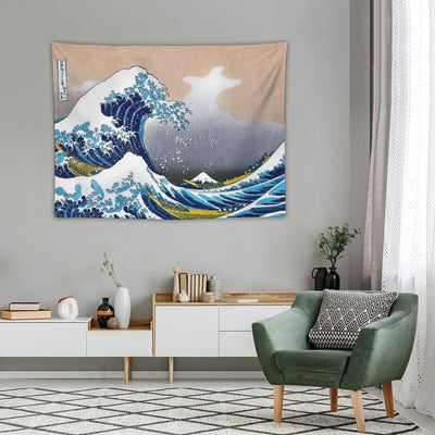 Great Wave Off Kanagawa by Hokusai Wall Tapestry Vectorized HD High Quality (Click on Artist Notes) Tapestry