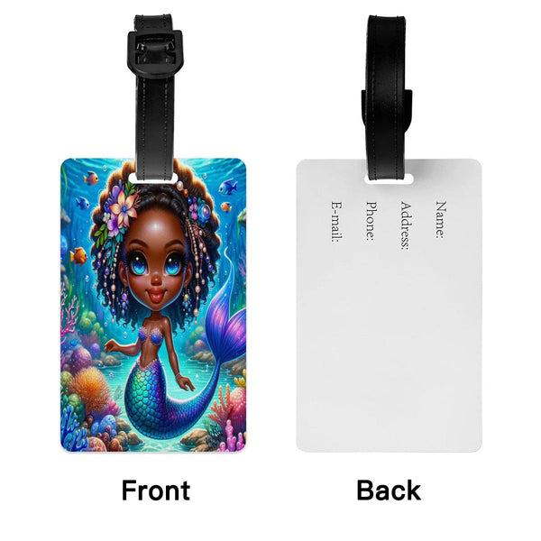 Custom African American Girl Little Mermaid Luggage Cover & Luggage Tag, Luggage Set