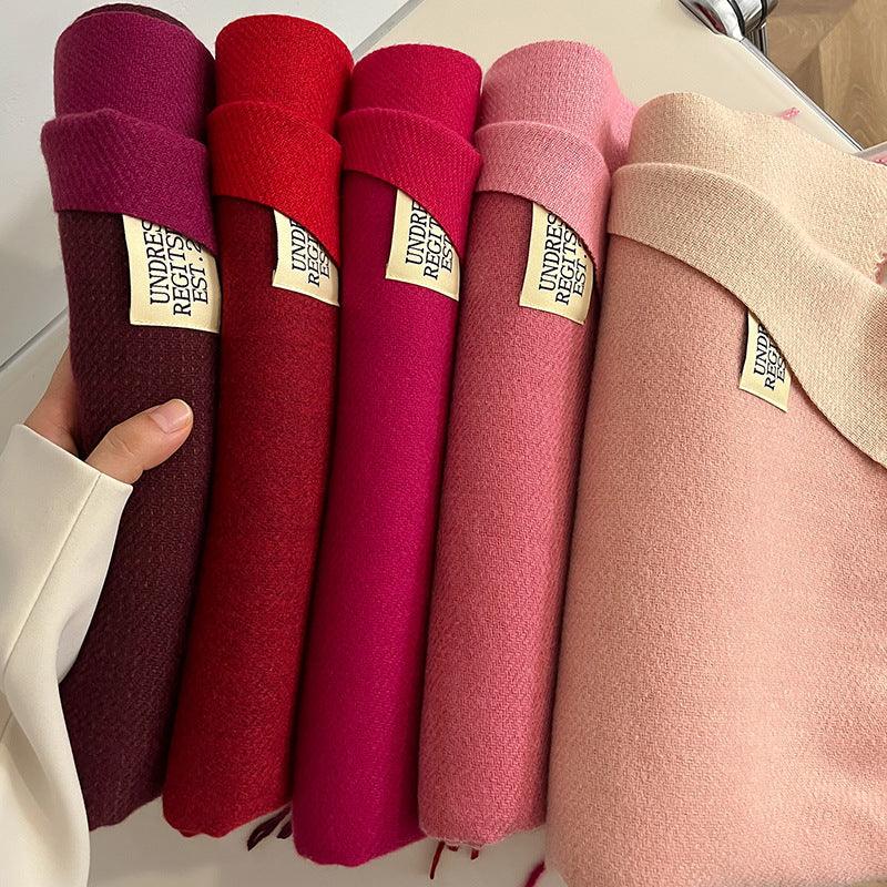 Double-sided Artificial Cashmere Scarf Women's Winter Warm Couple