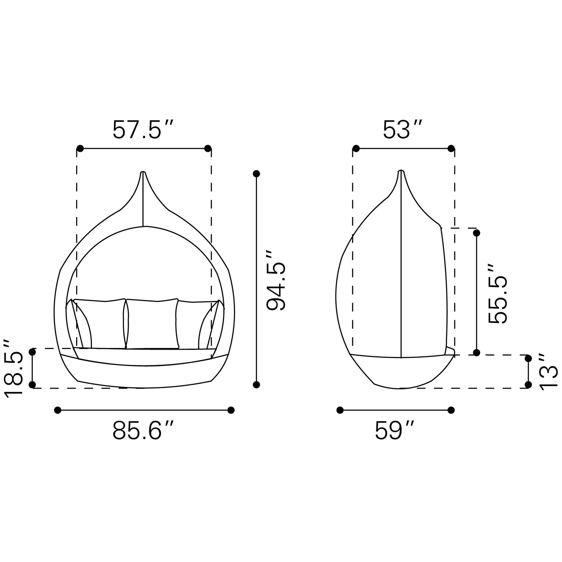 Zuo Modern Martinique Beach Daybed Brown & Beige