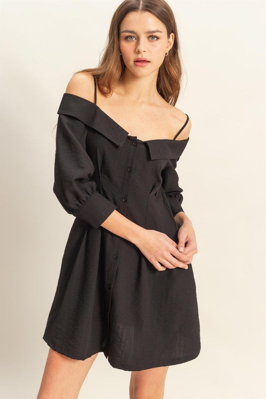 New Summer Button Down Spaghetti Strap Mini Dress with Pockets Chic, Elegant, Playful, and Practical with Button-Down Front and Spaghetti Straps for a Feminine, Effortless Look