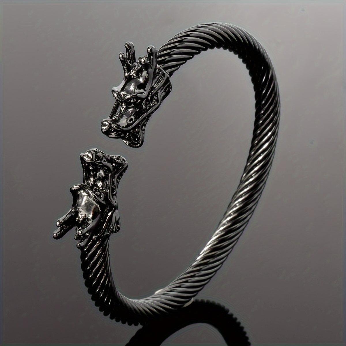 Double Dragon Copper Bracelet – Rock & Hip-Hop Style, Unisex
