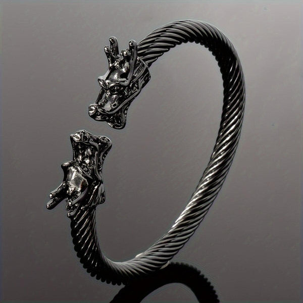 Double Dragon Copper Bracelet – Rock & Hip-Hop Style, Unisex