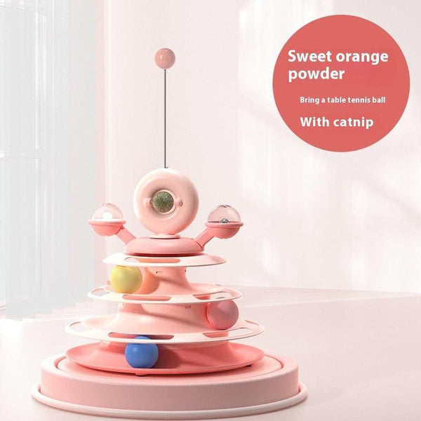 4 Levels Cat Toy Tower Turntable Roller Balls Toys Interactive Intelligence Pets Toys Training Track Puzzle Funny Games Accessories Pet Products