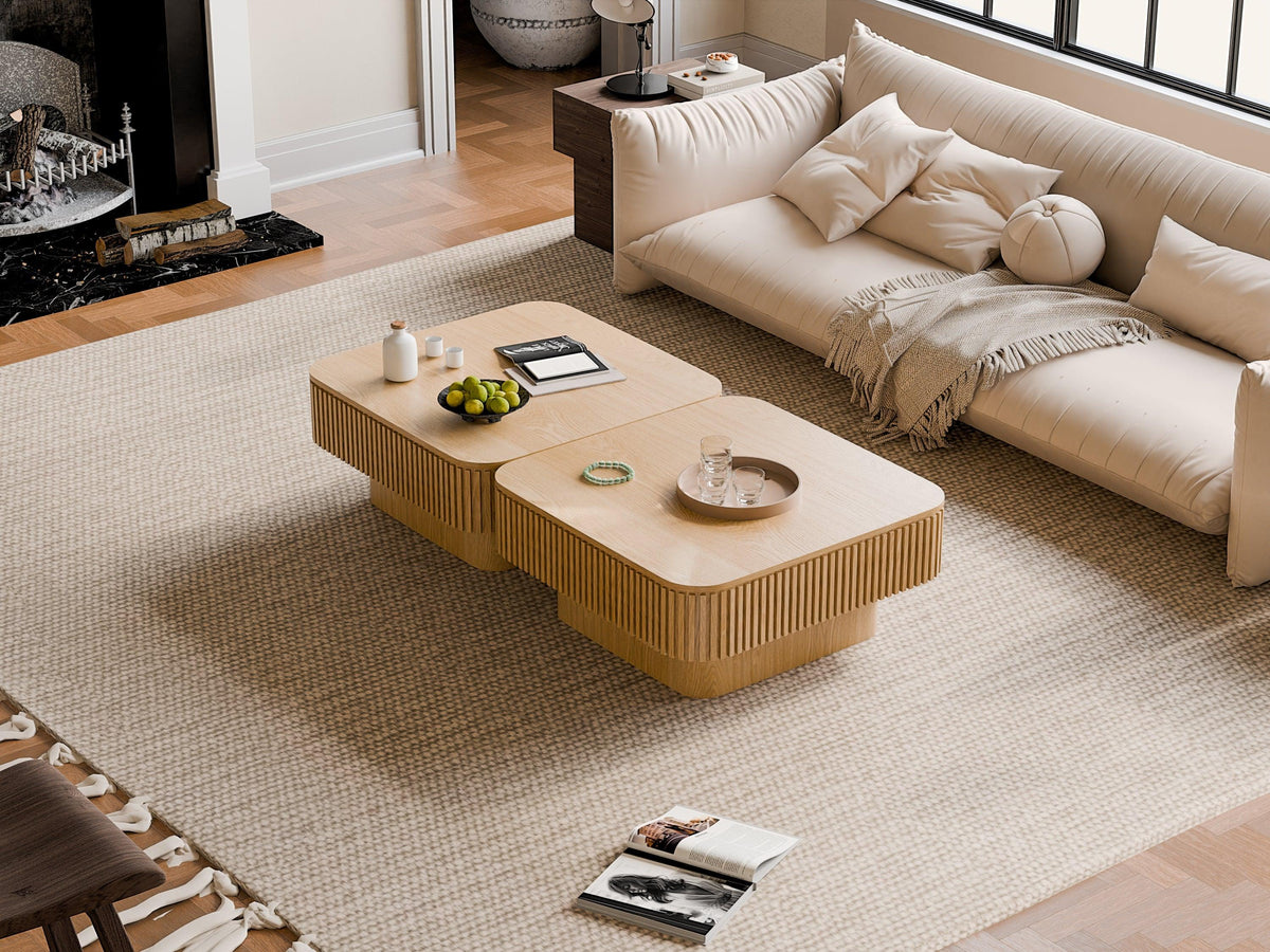 Modern Square Coffee Table with Hidden Storage