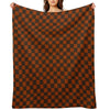 Brown And Orange Distorted Warped Checkerboard Pattern III Compact Throw Blanket