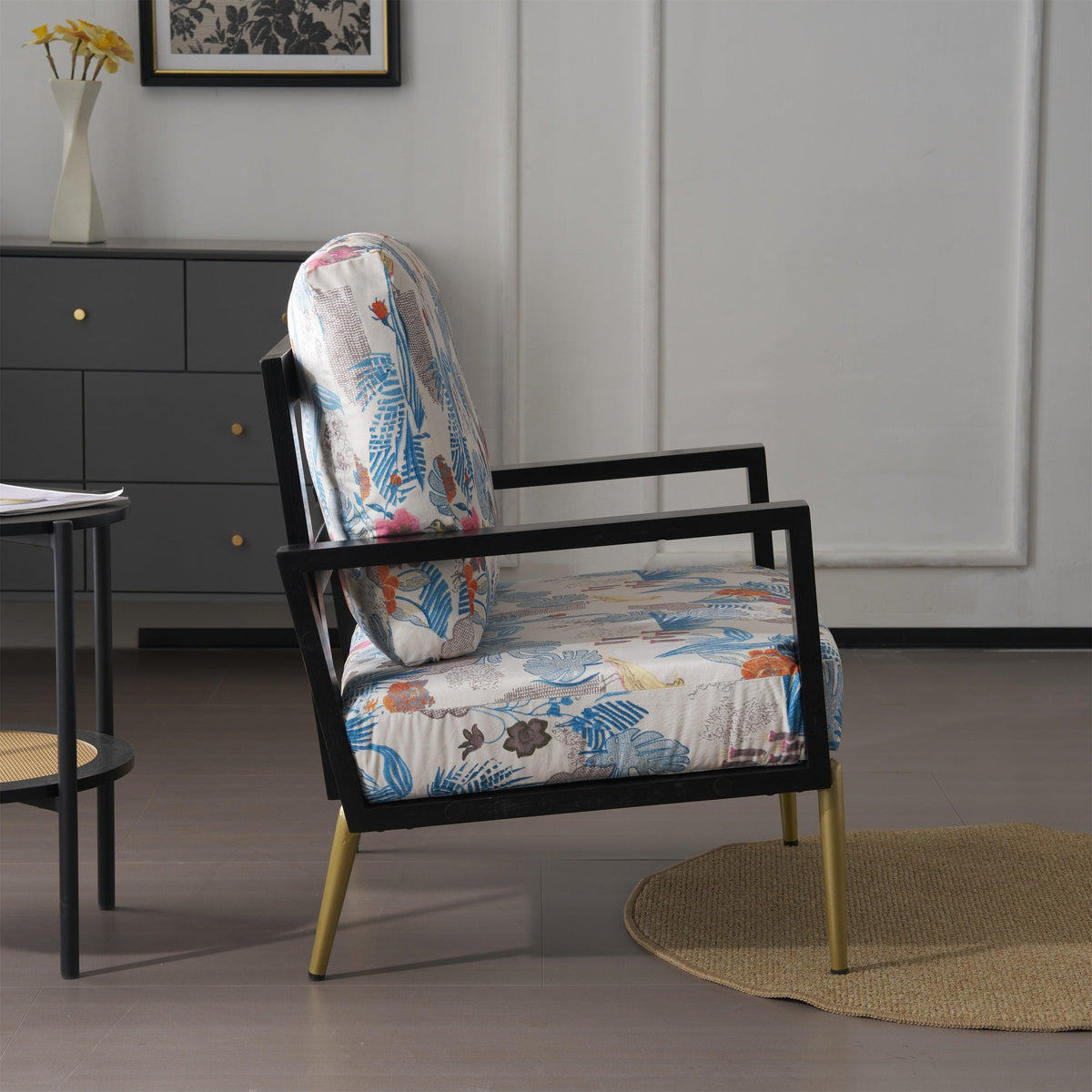 Mid-Century Modern Armchair with Solid Wood Frame
