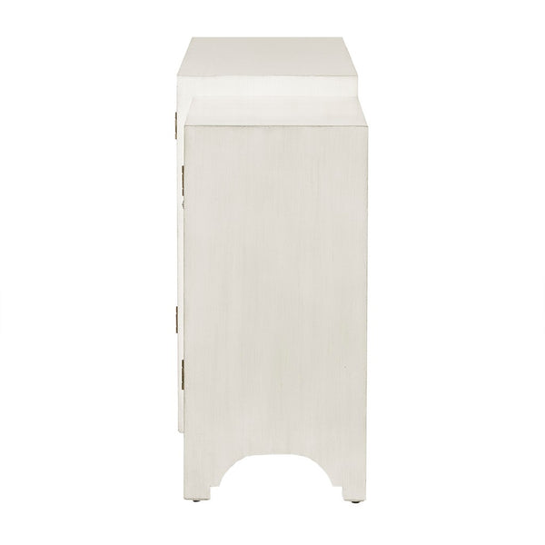Verona Dining Buffet Server Quaterfoil Design Kitchen Storage Cabinet with Mirrored Doors - cream