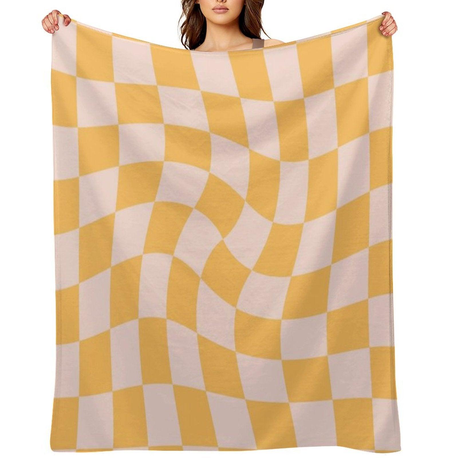 Check I - Yellow Twist Throw Blanket