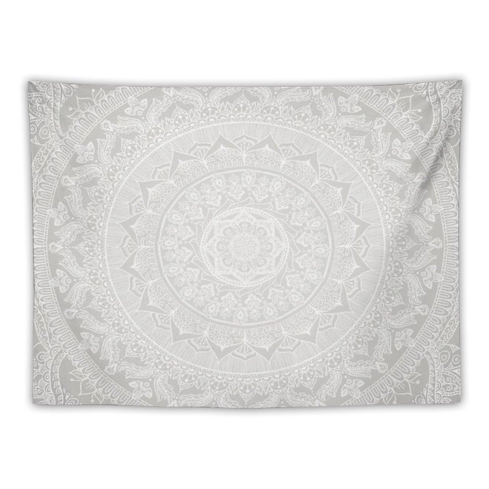 Mandala Soft Gray Tapestry