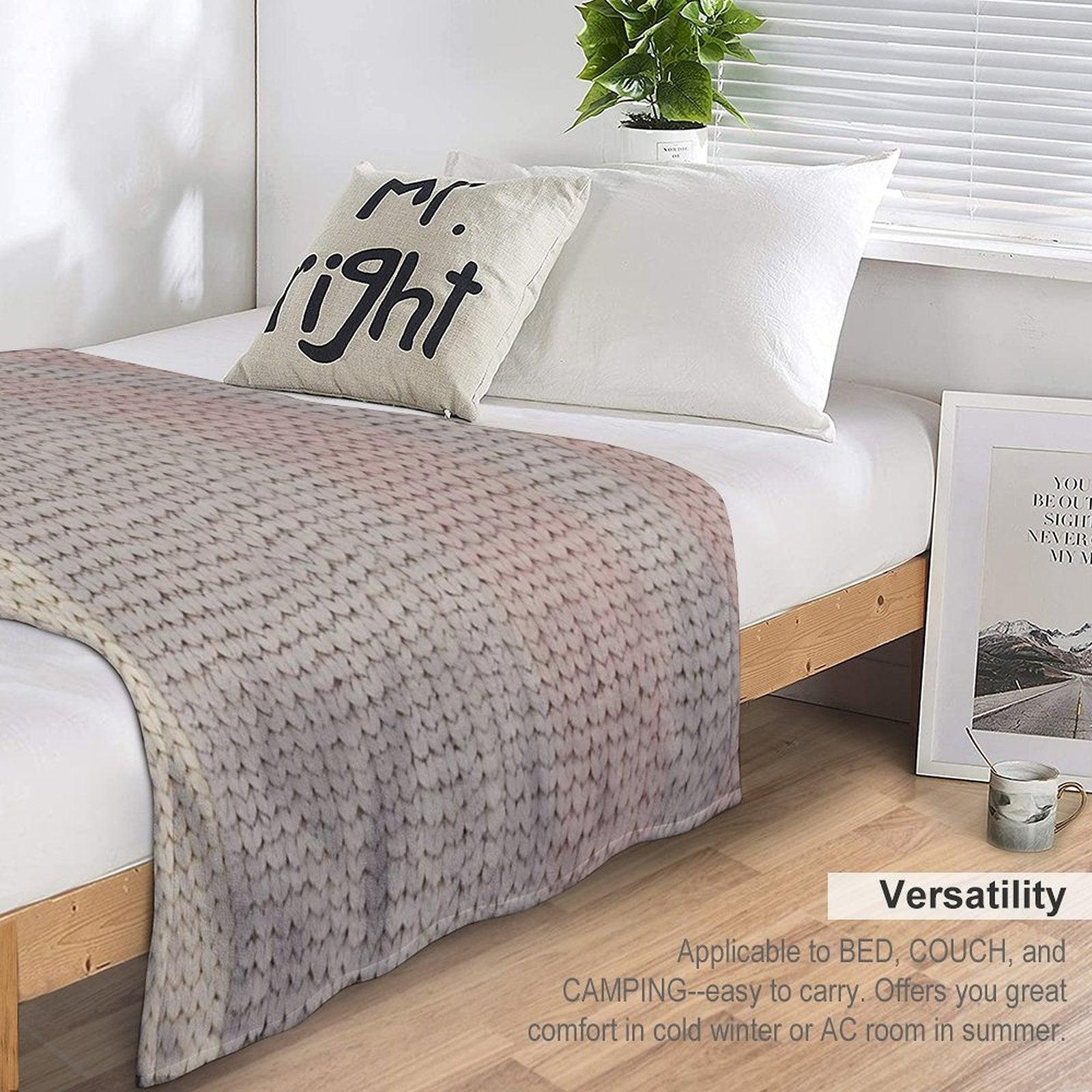 Pastel Knitted Texture in Soft Stripes Throw Blanket