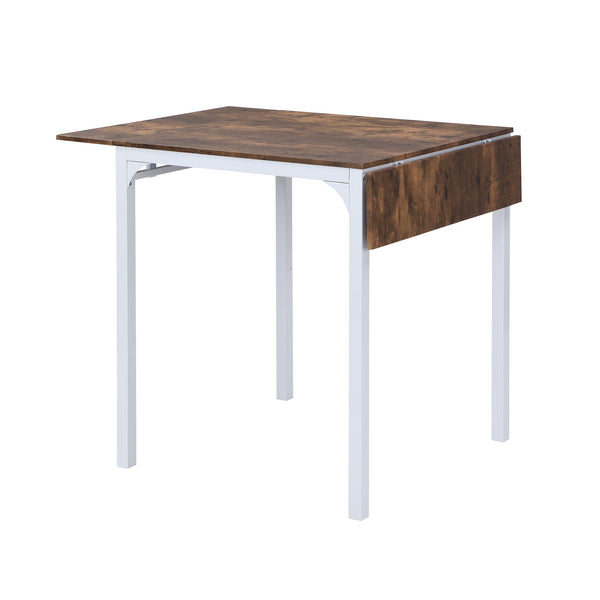 Farmhouse 5-piece Counter Height Drop Leaf Dining Table Set with Dining Chairs for 4,White Frame+ Rustic Brown Tabletop Vtng Furniture