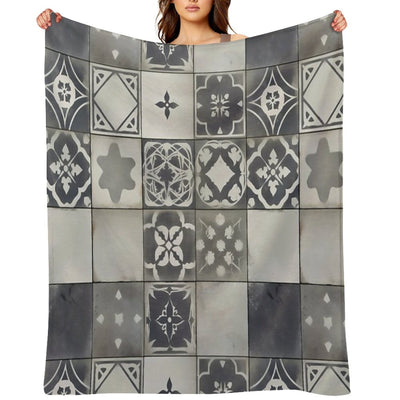 Vintage Geometric Tile Pattern Design Compact Throw Blanket