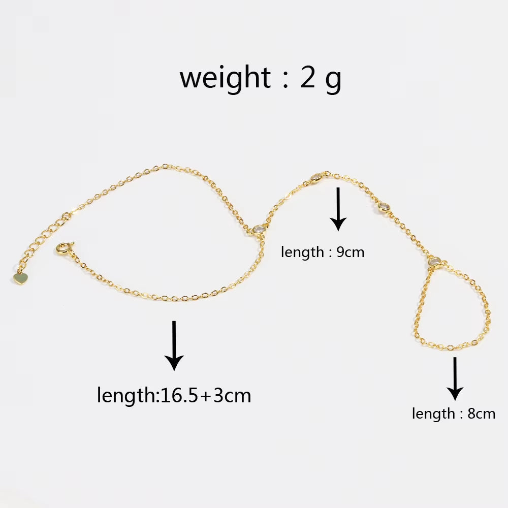 18K Gold Plated Hand Chain Bracelet - Zircon Accents GOODSPHORIA.COM