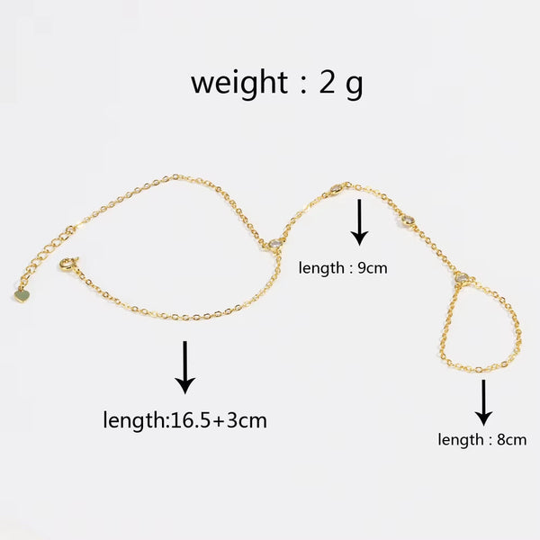 18K Gold Plated Hand Chain Bracelet - Zircon Accents GOODSPHORIA.COM