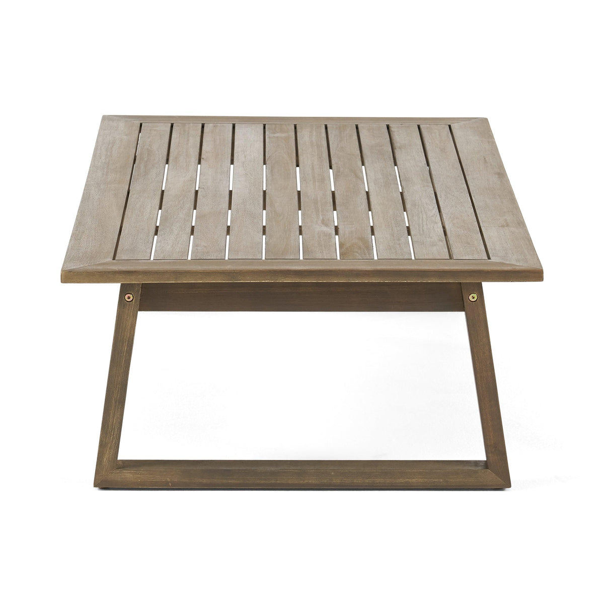 Grey Acacia Wood Outdoor Loveseat and a Table