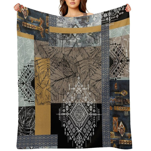 Ethnic Patchwork Pattern Eco-conscious Throw Blanket