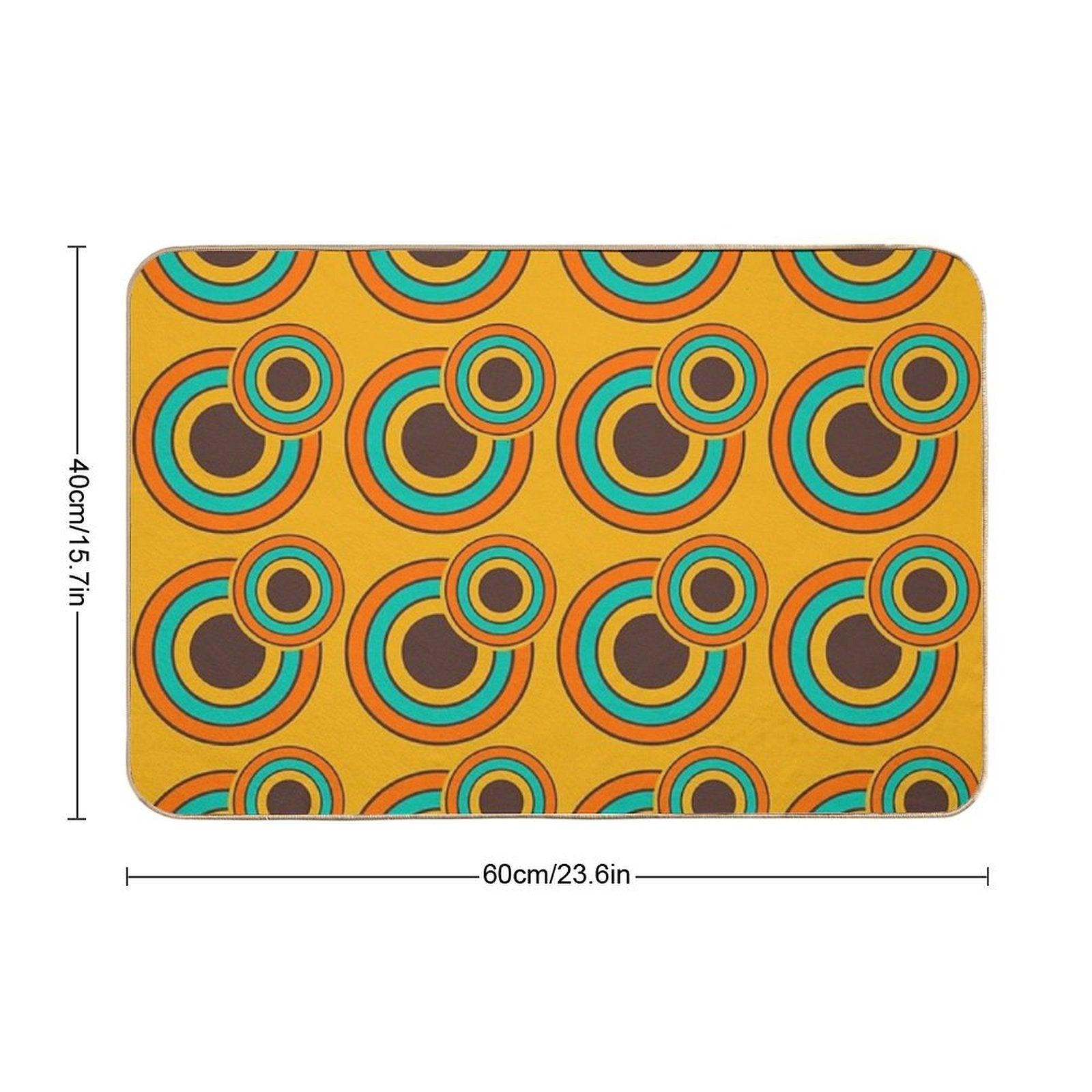 1970's Retro Circles  Vintage 70s Seventies Pattern Bath Mat