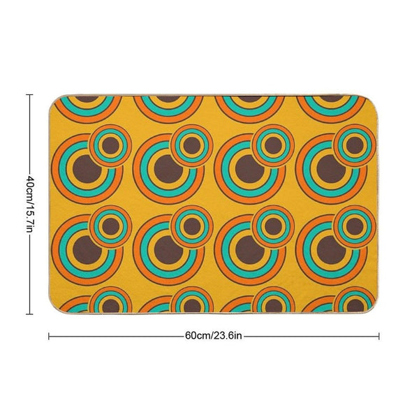 1970's Retro Circles  Vintage 70s Seventies Pattern Bath Mat